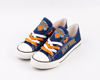 New York Knicks Canvas Sneakers, Game Day Shoes, Team Logo Footwear, Basketball Fan Gift