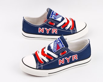 New York Rangers Canvas Sneakers, Hockey Team Fan Footwear, Durable Walking Shoes