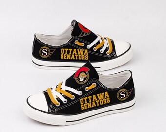 Ottawa Senators Canvas Shoes, Hockey Team Footwear, Sport Fan Gift, Custom Print Sneakers