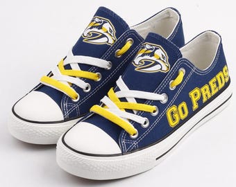 Nashville Predators Canvas Shoes, Game Cheer Sneaker, Unisex Athletic Plimsolls, Hockey Fan Gift