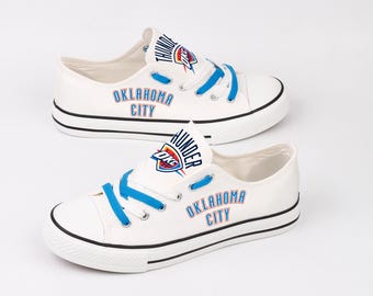 Oklahoma City Thunder Canvas Shoes, Basketball Fan Sneakers, Game Day Footwear, Adult Kid Plimsolls