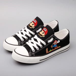 Zapatos de Super Mario, Super Mario, Mario, Zapatillas deportivas, Calzado, Cumpleaños, Zapatos de lona, Tacos, Regalo, Estampado, Zueco, Dibujos animados, Bota, Zapatos de tacón, Zapatillas de lona