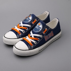 Edmonton Oilers Canvas Sneakers, Team Cheer Footwear, Sport Fan Gift, Unisex Athletic Shoes