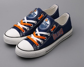 Edmonton Oilers Hockey Canvas Sneakers, Team logo Footwear, Sports Fan Gift, Unisex Athletic Shoes