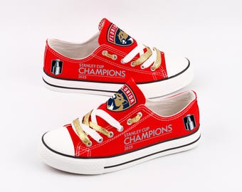 Florida Panthers Canvas Shoes, Stanley Cup Print Sneakers, Team Spirit Gear, Hockey Enthusiast Gift