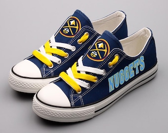 Denver Nuggets Basketball Canvas Sneakers, Team Logo Footwear, Sports Fan Gift, Unisex Athletic Shoes