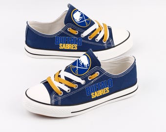 Buffalo Sabres Canvas Shoes, Cheer Team Footwear, Custom Print Sneakers, Hockey Enthusiast Gift