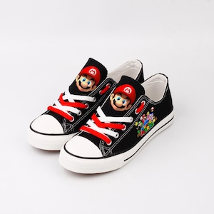 Zapatos de Super Mario, Super Mario, Mario, Zapatillas deportivas, Calzado, Cumpleaños, Zapatos de lona, Pareja, Regalo, Estampado, Juego, Dibujos animados, Película, Zapatos, Cosplay