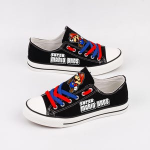 Zapatos de Super Mario, Super Mario, Mario, Zapatillas deportivas, Calzado, Cumpleaños, Zapatos de lona, Pareja, Regalo, Estampado, Bota, Dibujos animados, Película, Zapatos, Cosplay