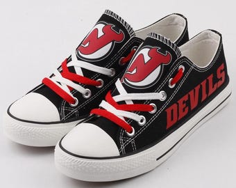 New Jersey Devils Canvas Shoes, Hockey Fan Sneakers, Team Cheer Gear, Sport Enthusiast Gift