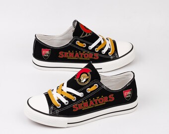 Ottawa Senators Canvas Shoes, Hockey Team Footwear, Sport Fan Gift, Custom Print Sneakers