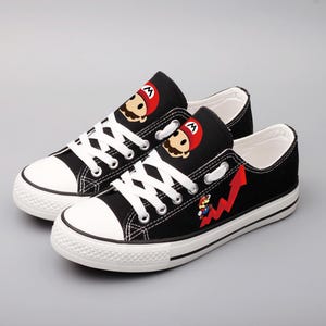 Zapatos de Super Mario, Super Mario, Mario, Zapatillas deportivas, Calzado, Cumpleaños, Zapatos de lona, Pareja, Regalo, Estampado, Juego, Dibujos animados, Película, Zapatos, Casual