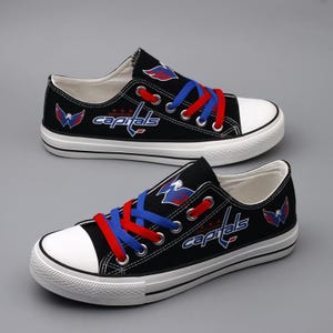 Hockey, Washington Capitals, Footwear, Team, Canvas Shoes, Gift, Print, Fans, Capitals, Hockey Fans, Sneakers, Washington Capitals Shoes