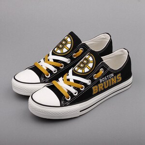 Boston Bruins Canvas Shoes, Hockey Fan Sneakers, Game Day Shoes, Low Top Plimsolls
