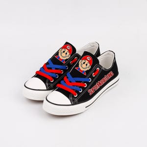 Zapatos de Super Mario, Super Mario, Mario, Zapatillas deportivas, Calzado, Cumpleaños, Zapatos de lona, Pareja, Regalo, Estampado, Juego, Dibujos animados, Cosplay de Sandshoe