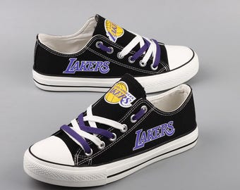 Los Angeles Lakers Canvas Sneakers, Team logo Footwear, Basketball Fan Gift, Unisex Athletic Shoes