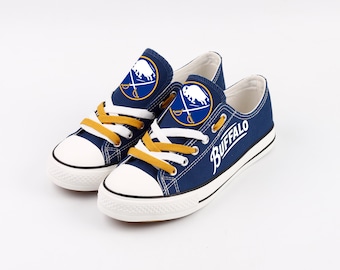 Buffalo Sabres Canvas Sneakers, Team Spirit Gear, Graphic Low Tops, Sport Enthusiast Gift
