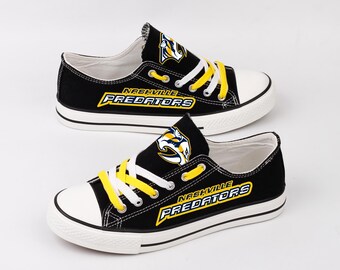 Nashville Predators Plimsolls | Custom Print Sneakers | Hockey Fan Footwear | Adult Youth Kid Shoes