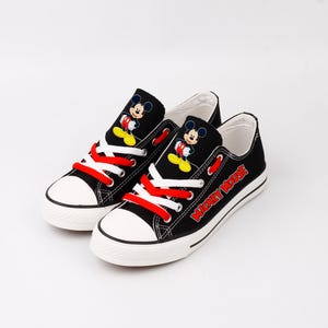 Mickey Mouse Shoes, Mickey and Minnie, Mickey Mouse, Footwear, Birthday, Canvas Shoes, Couple, Gift, Print, Mickey & Minnie, Cartoon, Movie