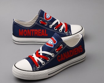 Montreal Canadiens Hockey Canvas Shoes, Team Logo Footwear, Sports Fan Gift, Athletic Sneakers