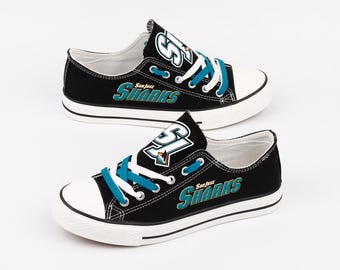 San Jose Sharks Canvas Sneakers, Team Fan Plimsolls, Game Day Shoes, Unisex Athletic Footwear