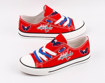 Washington Capitals Sneakers, Personalized Print Footwear, Game Day Shoes, Cheer Team Gift