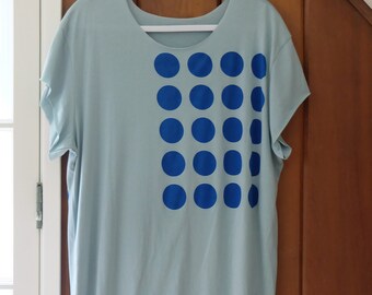 Organic Cotton T-shirt Many Moons | Hand Printed Shirt | Polka Dot Screen Print Tshirt | Hand Cut T-shirts | Moon Prints Shirts