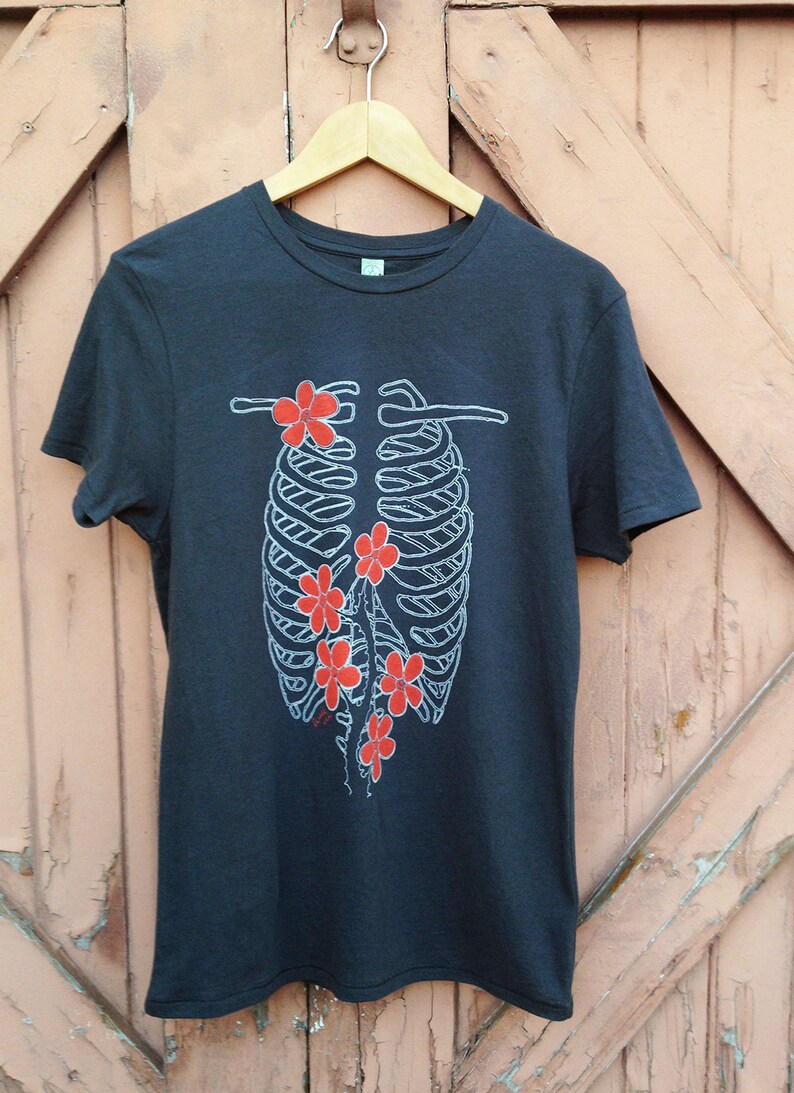 Rib Cage Garden Organic Cotton TShirt in Gun Smoke Gray image 1