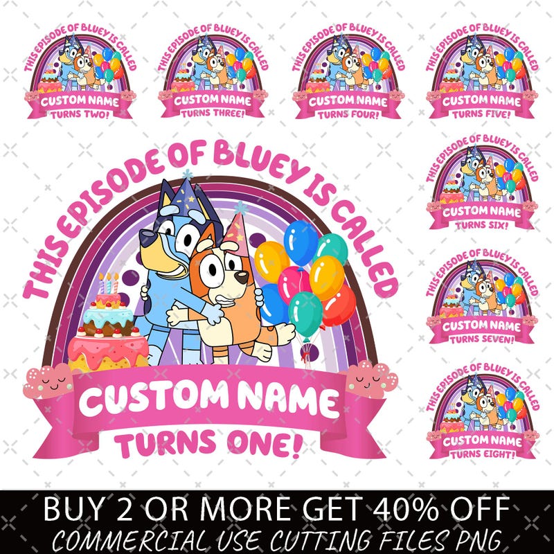 Bluey Birthday Png Family - Etsy