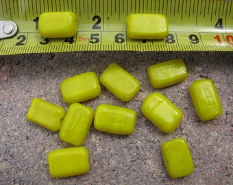 12 Yellow Rectangle Czech Glass Beads