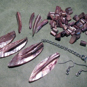 Bronze Mother of Pearl Destash Lot with Leaf and Tooth Beads image 2