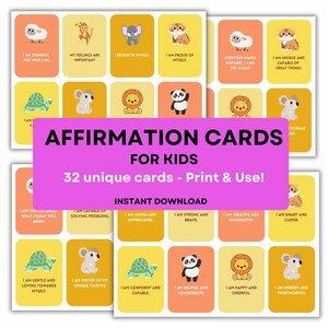 Positieve affirmatiekaarten voor kinderen, zelfrespect, notities lunchtrommel, woorden van bevestiging, flashcards voor kinderen, educatieve activiteit voor kinderen
