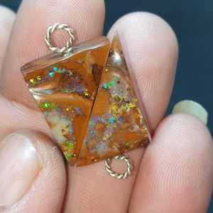 Pair Pendant Boulder Opal Australia BOS-0002