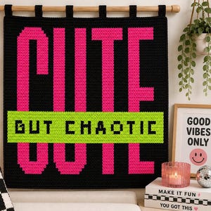 Sött men kaotiskt virkmönster för paneler | Roligt virkmönster för gobelänger | Graphghan-paneler i PDF-format | Virkat tygväskemönster