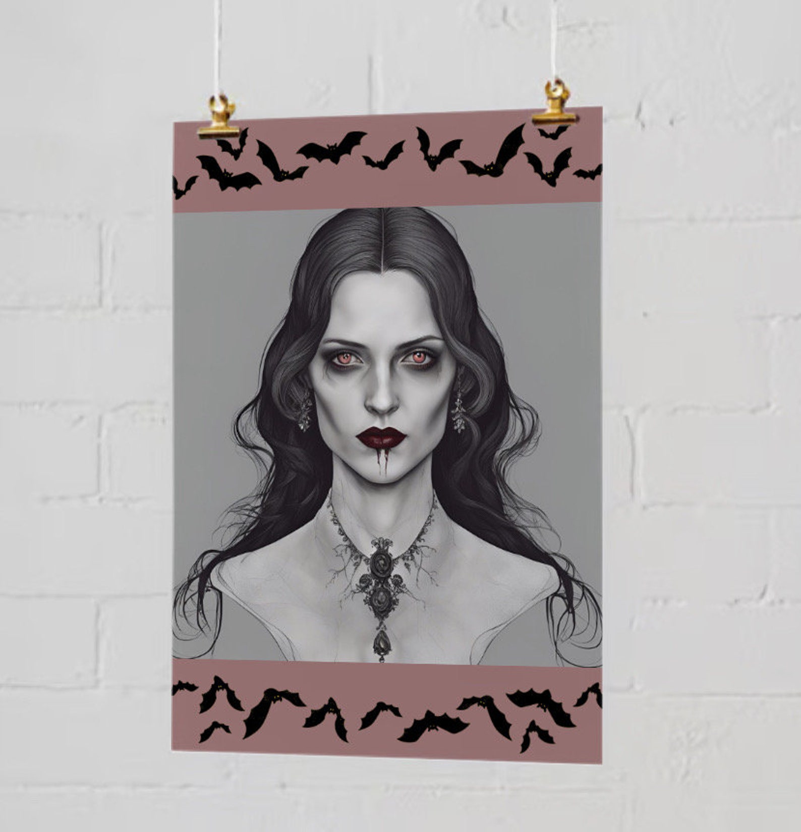 Halloween Vampire, 3 Piece Digital Poster Printable Bedroom Wall Art ...