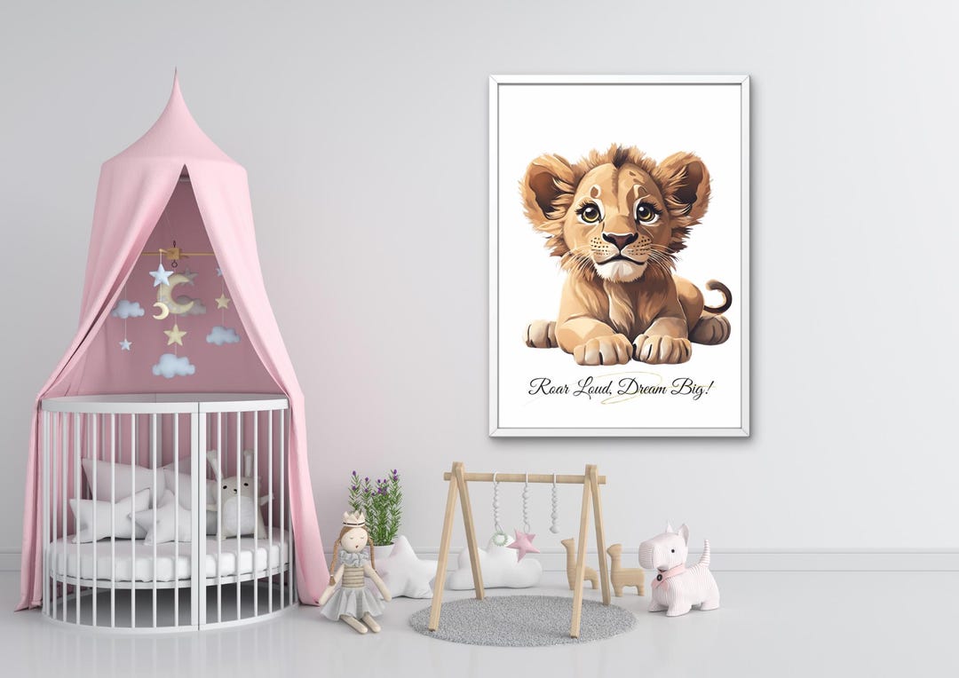 Cute Lion Cub, Digital, Wall Art Decor, Instant Download, Lovely ...