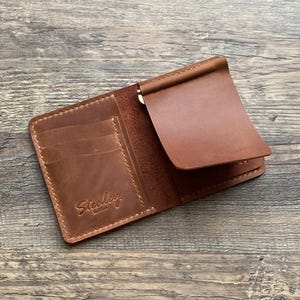 Cartera con clip de cuero, Clip de cuero hecho a mano, Cartera de cuero para hombre, Cartera de regalo para esposo, Cartera para tarjetas, Clip de billetera para hombres, Clips para billetes
