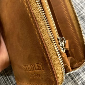 Carteira de couro marrom, Carteira de couro feita à mão, Carteira de couro masculina, Presente para homens, Bolsa com zíper, Presente para o dia dos pais, Clutch de couro masculina