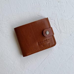 Cartera de piel marrón, cartera de piel hecha a mano, cartera de piel para hombre, cartera de regalo para hombre, cartera de piel plegable, cartera con botón