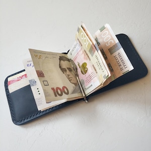 Portefeuille à clip en cuir, clip en cuir fait main, portefeuille en cuir pour homme, cadeau portefeuille pour mari, porte-cartes, pince à portefeuille pour homme, pinces à billets
