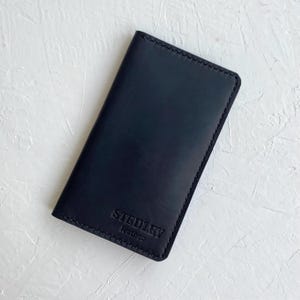 Cartera de cuero hecha a mano, Cartera de cuero negra, Cartera de cuero para hombre, Cartera para tarjetas, Cartera de regalo para hombre, Cartera vertical, Cartera de cuero genuino