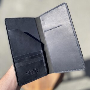 Cartera de viaje de cuero, monedero de viaje de cuero, organizador de documentos, billetera de cuero negro, billetera para boletos de avión y tren, regalo para viajeros