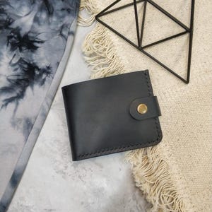 Cartera de cuero negra, cartera de cuero hecha a mano, cartera de cuero para hombre, cartera de regalo para hombre