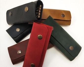 Leather Key Holder, Key Case Leather, Key Wallet, Handmade Key Organizer, Personalized Key Holder, Key Pouch, Gift for Men Women, Key Cover