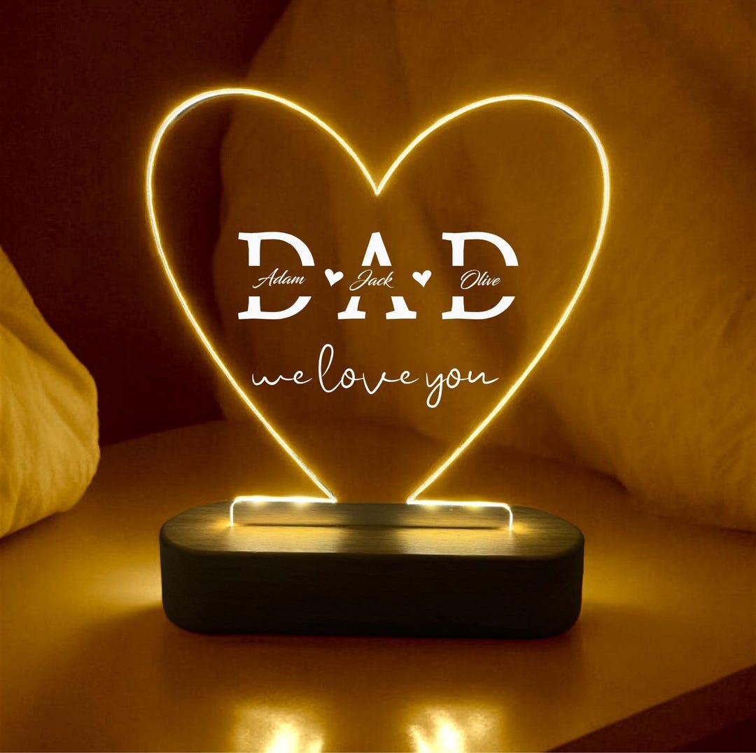 Custom Led Heart,personalized Dad Night Light, Fathers Day Gift, Best ...