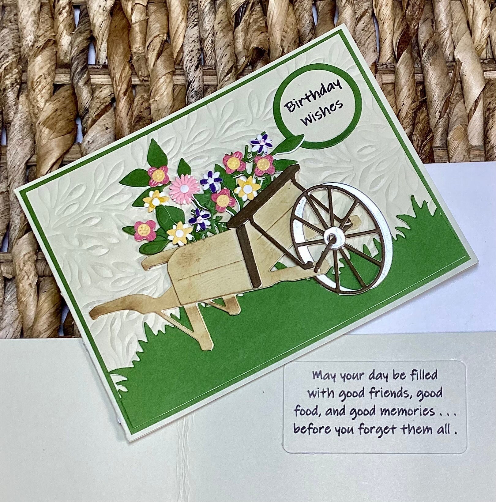 Birthday Wishes - Wheelbarrow Garden Flowers Rustic Gardening Textured ...