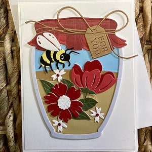 Birthday Card - bumblebee, nature, spring, outdoors, honey, anniversary, honeycomb, 3-D, handmade