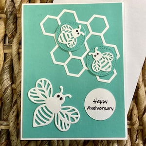 Anniversary Card - bumblebee, nature, spring, outdoors, honey, anniversary, honeycomb, 3-D, handmade