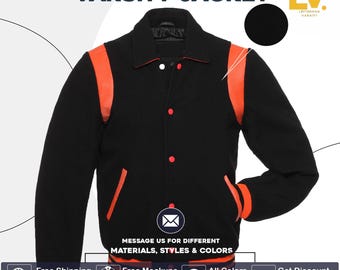 Vintage Butwin Varsity Jacket Black and Orange Moorehead Tricia - Etsy