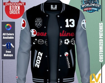 Varsity Letterman Jacket For Men Women & Kids Custom Black And Gray Bomber Jacket Crafted For Sports Team And High School